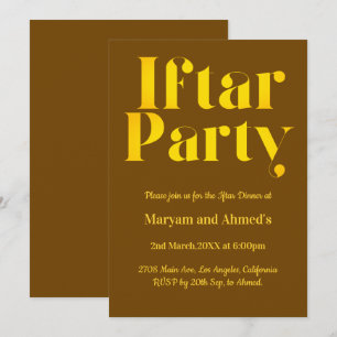 Das moderne braune und goldene Iftar-Party Einladung