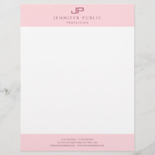 Das moderne elegante Monogramm erröten rosa weiße Briefbogen