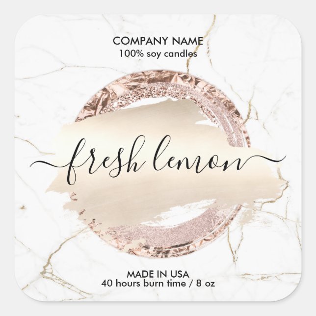 Das moderne Goldglas aus weißem Marmor mit dem Can Quadratischer Aufkleber (Vorderseite)