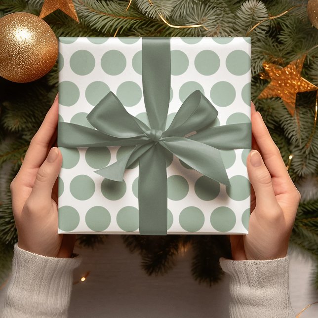Das moderne Green Polka Dots Weihnachtswrapping Pa Geschenkpapier (Von Creator hochgeladen)