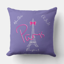 Das moderne Paris, der Eiffelturm Pink Bow Chic Li Kissen