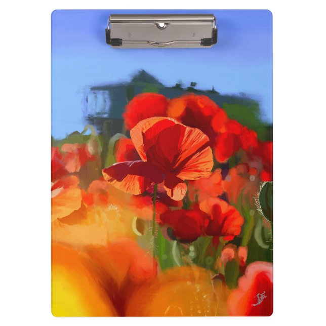 Das Mohn-Haus - Ölgemälde Klemmbrett (Vorderseite)