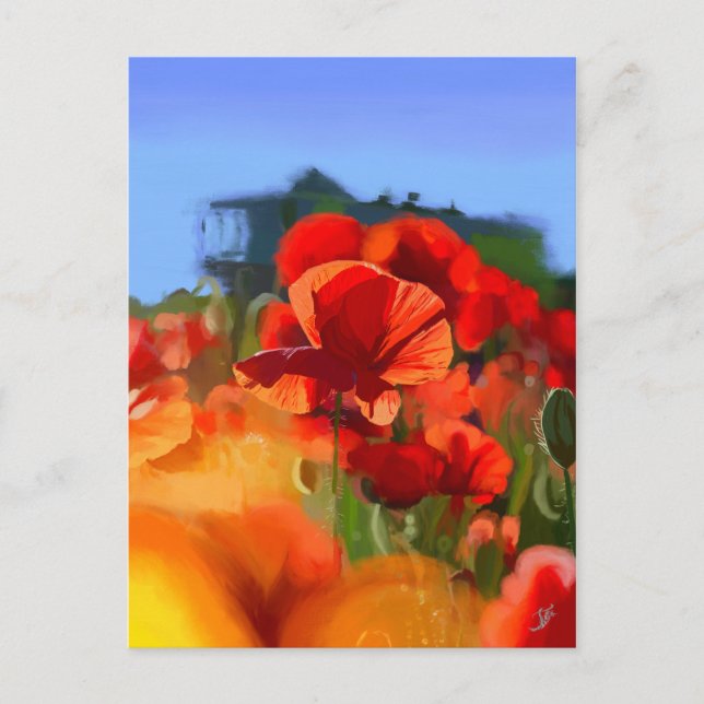 Das Mohn-Haus - Ölmalerei Postkarte (Vorderseite)