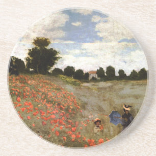 Das Mohnfeld bei Argenteuil von Claude Monet Sandstein Untersetzer
