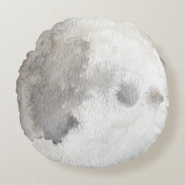 Das Mond-Planeten-Aquarell-runde Kissen (Vorderseite)