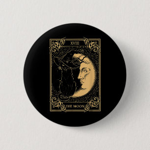 Das Mond-Tarot Xvii Inspirierte Black Cat Hexenhut Button