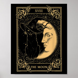 Das Mond-Tarot Xvii Inspirierte Black Cat Hexenhut Poster