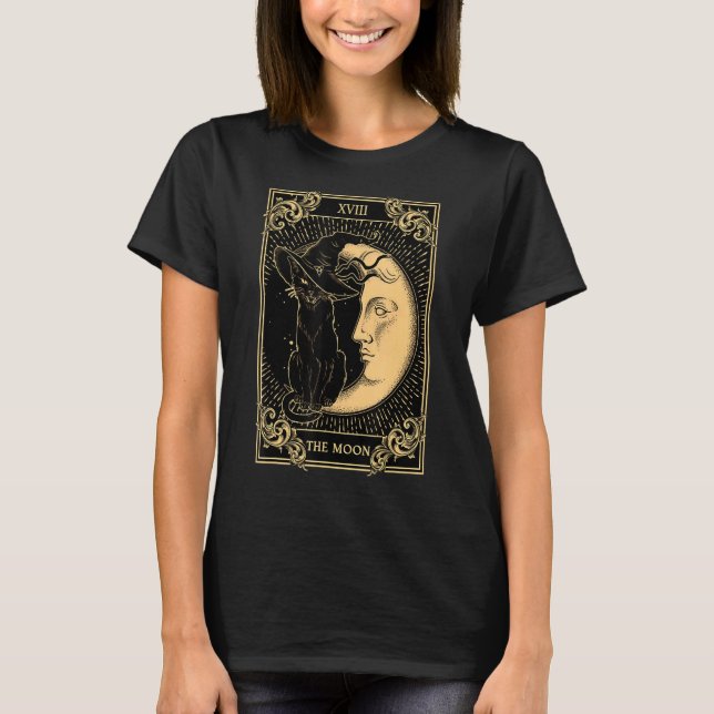 Das Mond-Tarot Xvii Inspirierte Black Cat Witch Ha T-Shirt (Vorderseite)