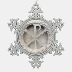 Das Monogramm von Christus Schneeflocken Zinn-Ornament
