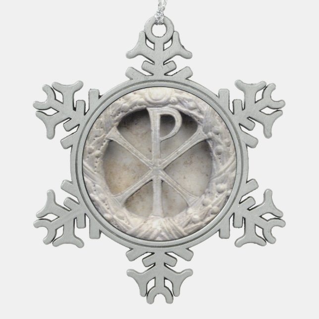 Das Monogramm von Christus Schneeflocken Zinn-Ornament (Vorderseite)