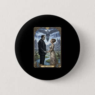 Das Monster Frankenstein und Braut Liebhaber Tarot Button