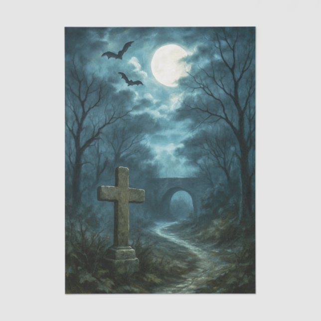 Das Moonlit Graveyard Decoupage Tissue Paper Seidenpapier (Vorderseite)