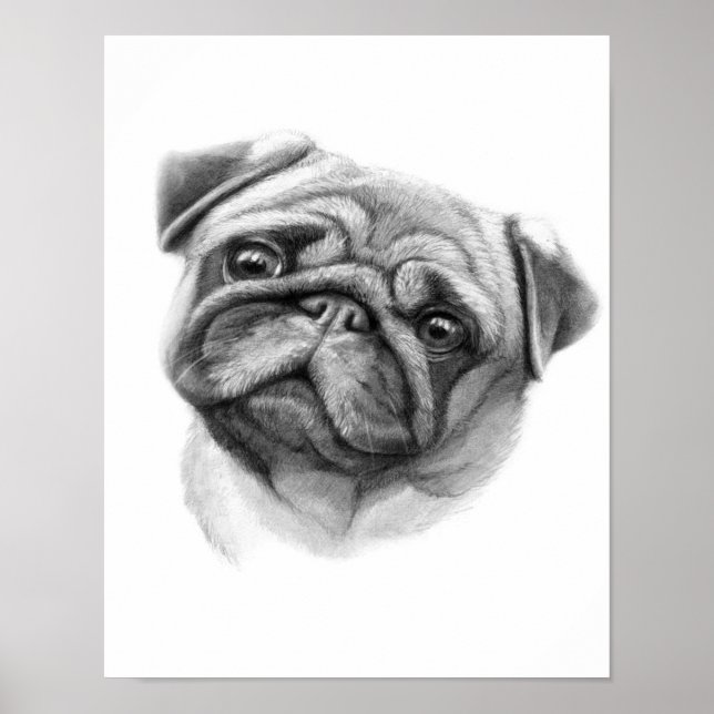 Das Mops-Portrait | NIEDLICHER MOPS Poster (Vorne)