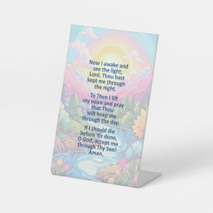 Das Morgengebet eines Kindes auf dem Schild der Hö