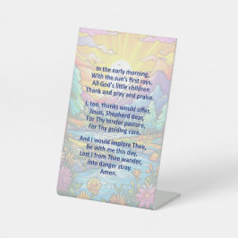 Das Morgengebet eines Kindes auf dem Schild der Hö