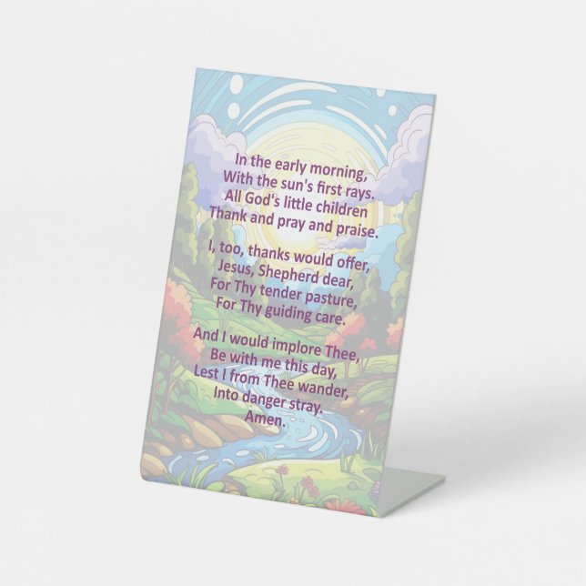 Das Morgengebet eines Kindes auf dem Schild der Hö (Vorderseite)