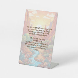 Das Morgengebet eines Kindes auf dem Schild der Hö