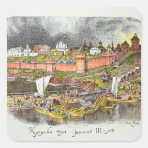 Das Moskau der Kreml in der Zeit des Zars Iwan III Quadratischer Aufkleber