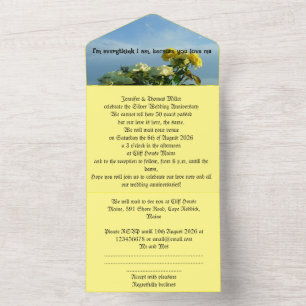 Das Motto der Hochzeitsfeier zum 50. Mal in Gold All In One Einladung