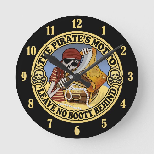 Das Motto des Piraten Runde Wanduhr (Vorderseite)