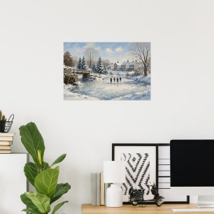 Das Mühlenweiher-Winterdorf-Plakat Poster