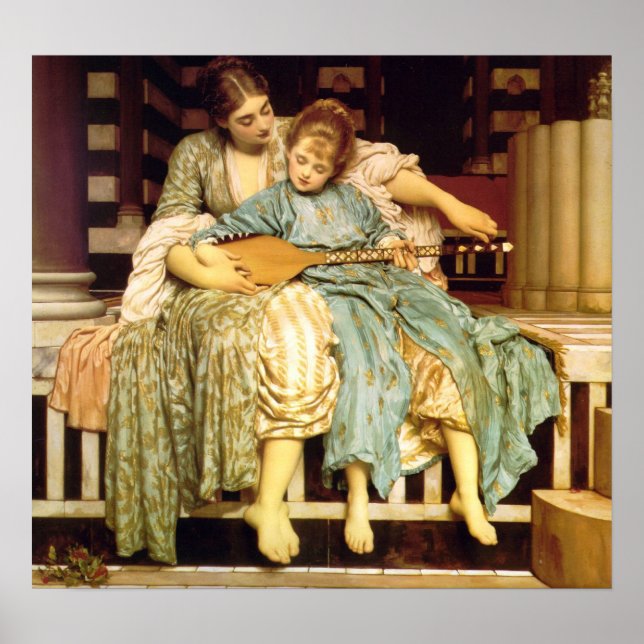 Das Musikunterricht von Frederic Leighton Poster (Vorne)