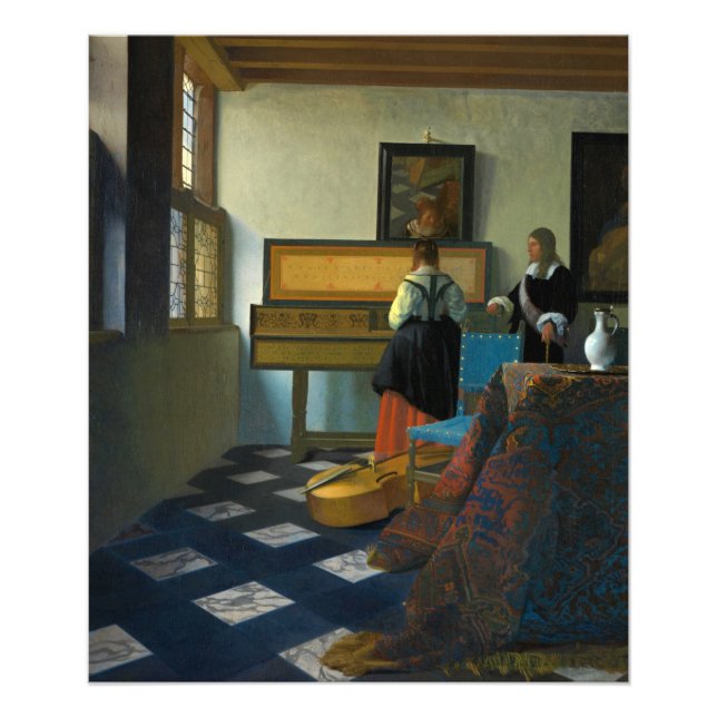 Das Musikunterricht von Johannes Vermeer Fotodruck (Vorne)