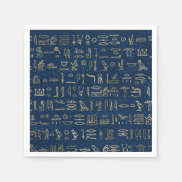 Das Muster der ägyptischen Hieroglyphen aus Gold u Serviette