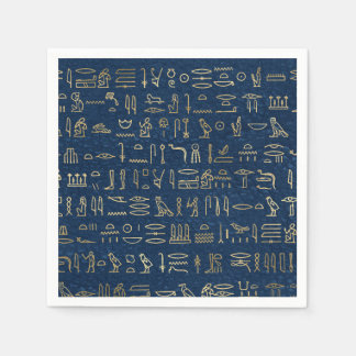 Das Muster der ägyptischen Hieroglyphen aus Gold u Serviette