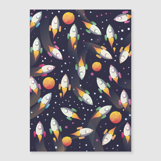 Das Muster der Retro Space Rockets. Magnetkarte (Vorderseite)