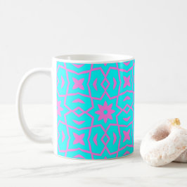Das Muster der Star Blume in Rosa und Türkis Kaffeetasse