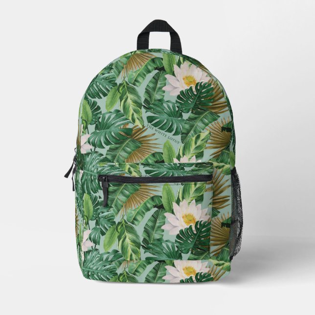 Das Muster des tropischen Lotus-Lotus Bedruckter Rucksack (Vorderseite)