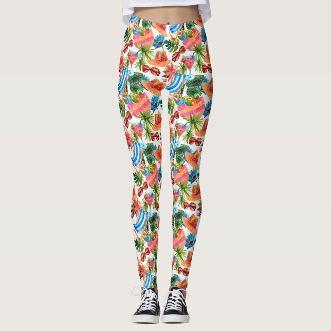 Das Muster des tropischen Sommers Beach Leggings (Vorderseite)