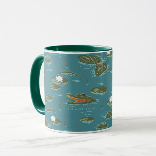 Das Muster des weißen Lotus Alligator Tasse (Vorderseite Links)