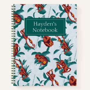 Das Muster des weißen Lotus spielt für die Affen Notizbuch