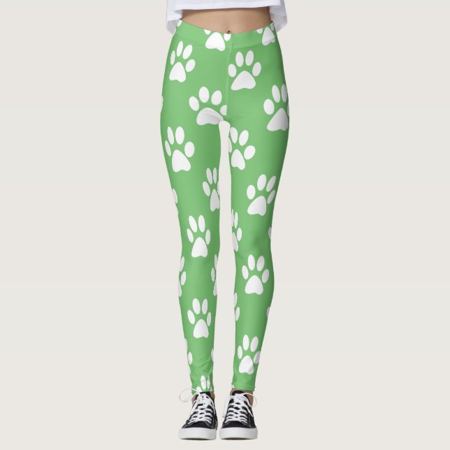 Das Muster ist grün und weiß Leggings (Vorderseite)