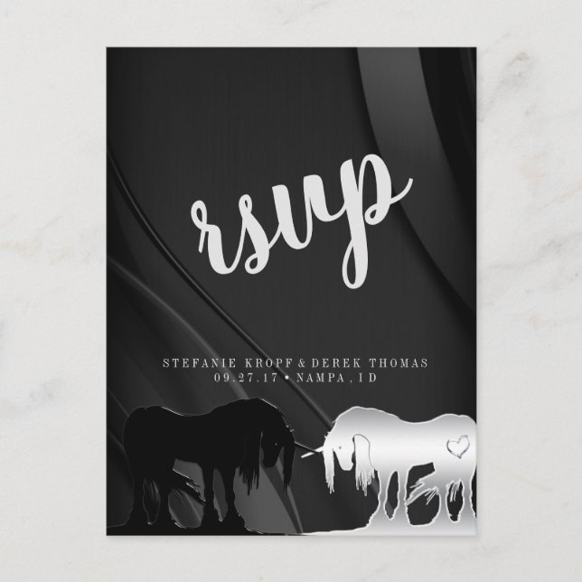 Das mystische Einhorn-UAWG (schwarzer Swirl) Postkarte (Vorderseite)