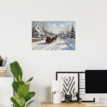 Das Nachmittagsschlitten-Winterdorfplakat