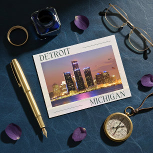Das Nachtleben von Detroit, Michigan Postkarte