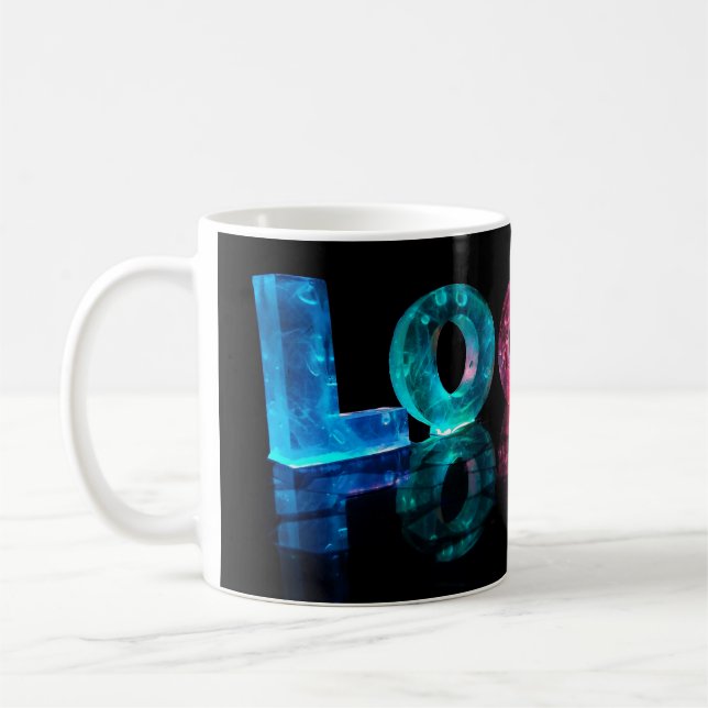 Das Namenslogan in 3D beleuchtet (Fotografie) Tasse (Links)