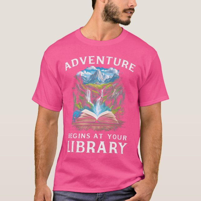 Das Naturerlebnis beginnt im Bibliotheksbuch. T-Shirt (Vorderseite)