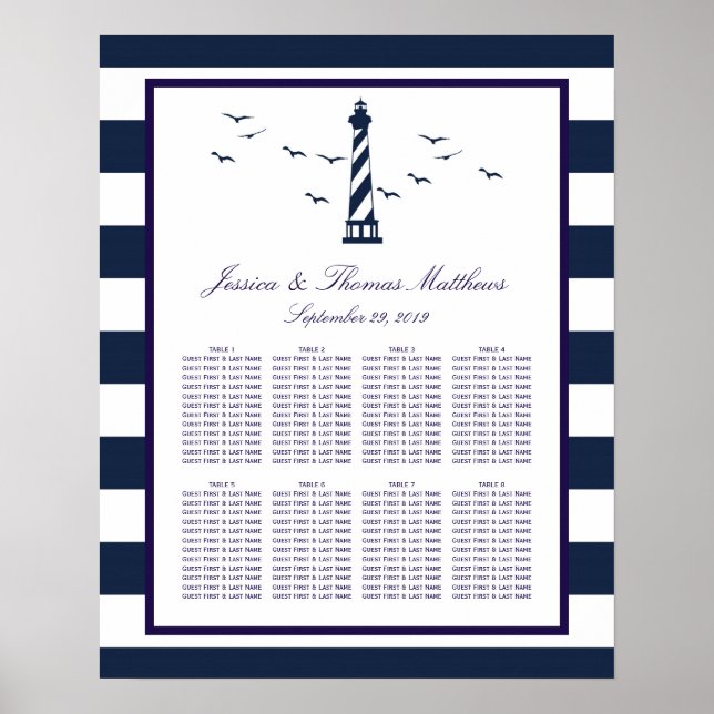 Das Nautical Lighthouse Hochzeitsensortiment Poster (Vorne)