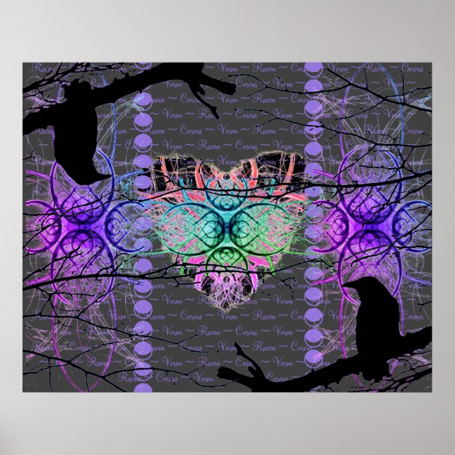 Das neonische Herz des schwarzen Raven Poster (Vorne)