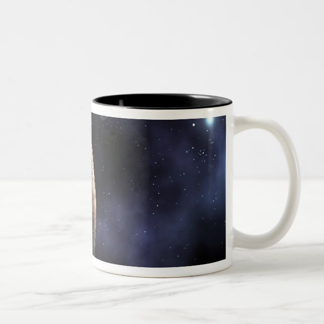 Das neu entdeckte, planetenähnliche Objekt Zweifarbige Tasse (Rechts)
