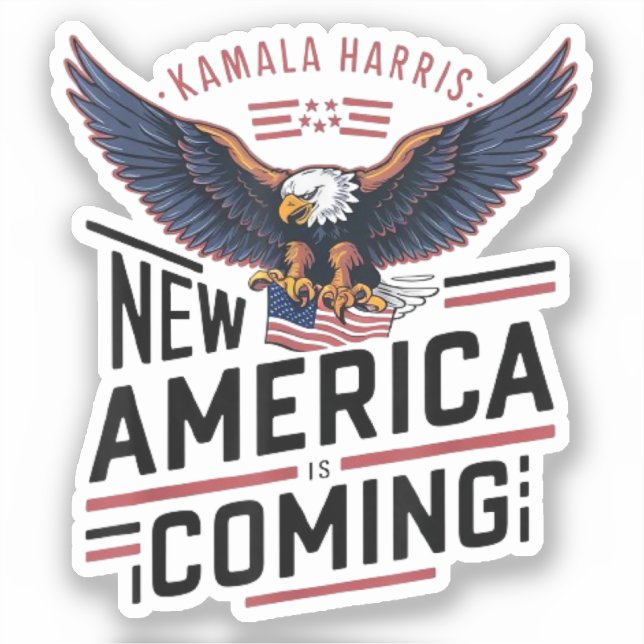 Das neue Amerika kommt Kamala Harris 2024 Präsiden Aufkleber (Vorderseite)