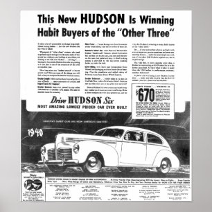 Das neue der Hudson-Automobil 1940 Poster