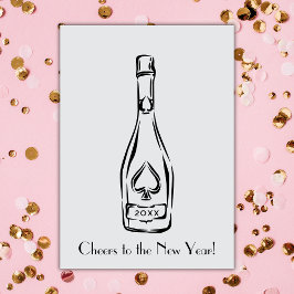 Das neue Jahr Champagner-Flaschengruss Karte