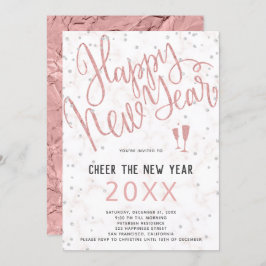 Das neue Jahr-Rose-Gold-Marmor-Party Einladung