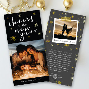 Das neue Jahr Sternexplosionen Feuerwerk Foto Feiertagskarte