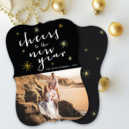 Das neue Jahr Sternexplosionen Feuerwerk Foto Feiertagskarte